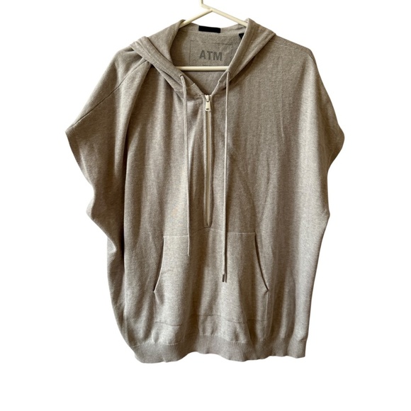 ATM ANTHONY THOMAS MELILLO PONCHO HOODIE SWEATER 1/4 ZIP MINIMALIST CASUAL XS S - Picture 2 of 12
